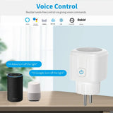 Tuya 20A EU Smart Socket WiFi BLE Smart Plug With Power Monitoring Timing Function Voice Control Alexa Google Assistant