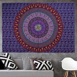 Wall Hanging Hippie Elephant Mandala Bedspread Ethnic Throw Art, Multifunctional