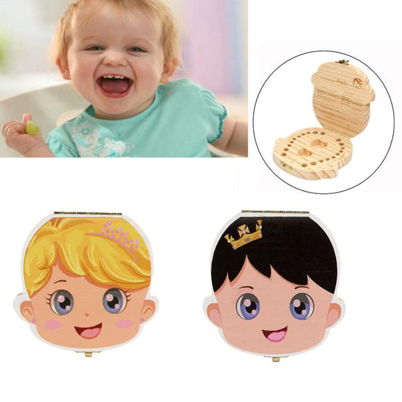 Spanish Tooth Wood Box Organizer for Baby Milk Teeth - Boy or Girl option