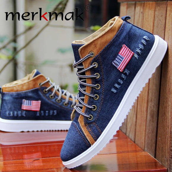 Fashion Breathable High-top Cowboy Men Canvas Shoes