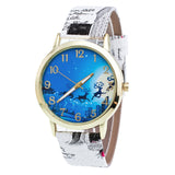 New Christmas Pattern Leather Band Analog Quartz Vogue Watches