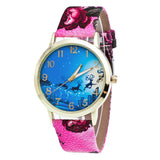 New Christmas Pattern Leather Band Analog Quartz Vogue Watches